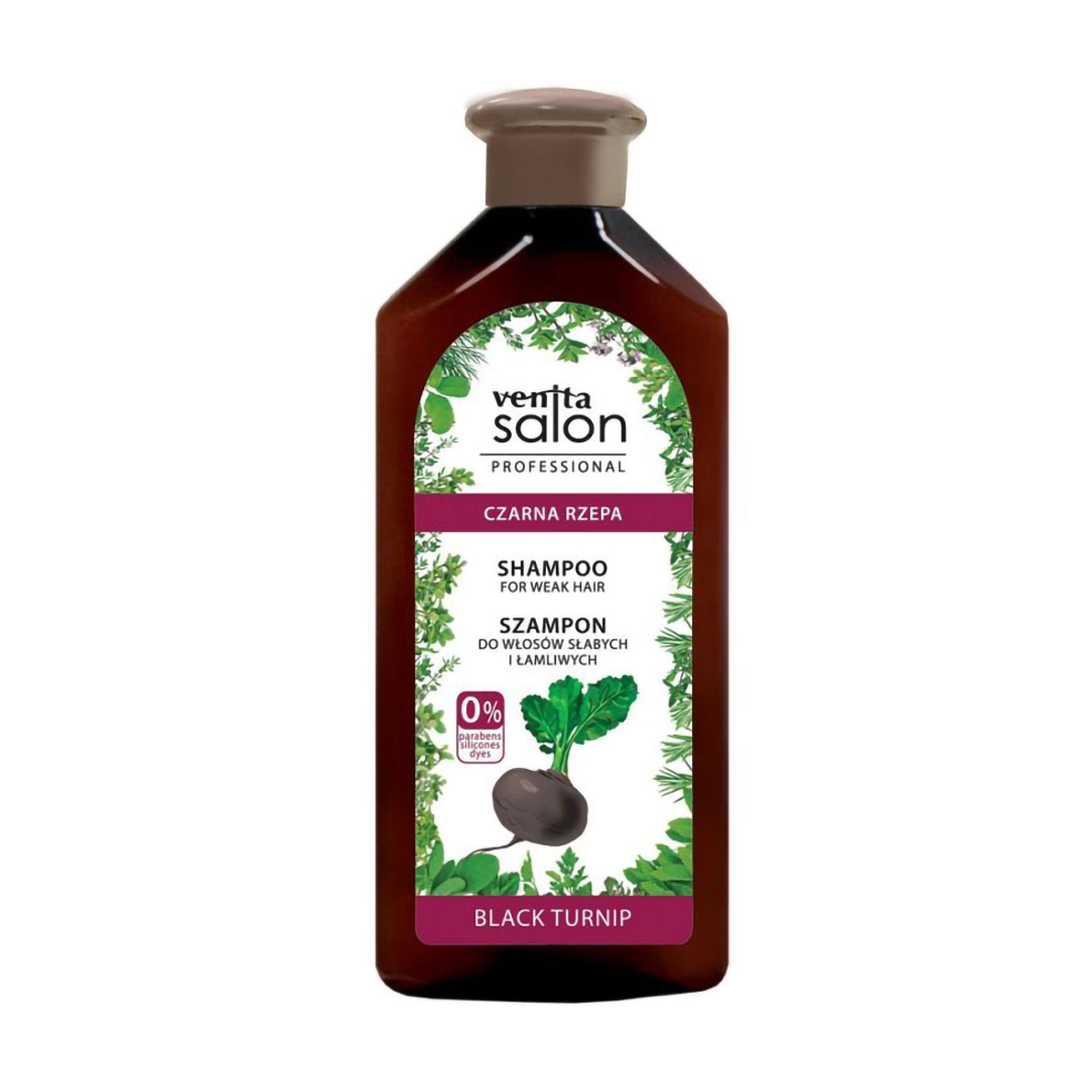 Шампунь Venita Salon Professional Black Turnip Shampoo для тонкого волосся, з чорною редькою, 500 мл